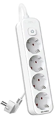 Сетевой фильтр Deli ET436 5м (4 розетки) белый (пакет ПЭ)
