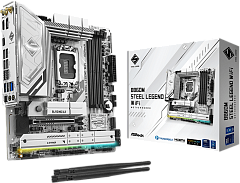 Материнская плата ASROCK B860M STEEL LEGEND WIFI, LGA1851, B860, 4*DDR5, 4*SATA, 4*M.2, 4*USB 3.2, 2*USB 2.0, Type-C, 2*PCIx16, 1*M.2 (Key E), HDMI+DP, mATX