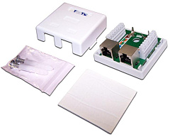  Настенная розетка, 2 порта RJ-45 категории 5е, STP, белая