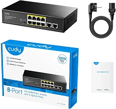 Коммутатор CUDY FS1010P 8-Port 10/100M PoE+ Switch with 2 Uplink Ports 120W 8-Port 10/100M PSE RJ-45 +2 RJ45 10/100M Uplink Port Unmanaged PoE+ Switch 120W, CCTV/VLAN mode support, long distance:250M at CCTV mode. 802.3af/at standard