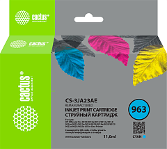 Картридж струйный Cactus CS-3JA23AE 963 голуб.пигм. (11мл) для HP OfficeJet 9010/9012/9013/9014/9015/9016/9019/9020/9025 с чипом
