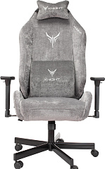 Кресло игровое Knight N1 Fabric серый Light-19 с подголов. крестов. металл