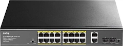 Коммутатор CUDY 16-Port Gigabit PoE+ Switch with 2 Uplink Gigabit Ports and 2 Gigabit SFP Slots 200W 16-10/100/1000 BASE-T Gigabit ports, 2-Port 10/100/1000 BASE-T Gigabit Uplink ports, 2-1000 BASE-X SFP Slot, 16-port IEEE 802.3at PoE+ Injector