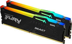 Модуль памяти Kingston 32GB DDR5 5200 DIMM FURY Beast RGB Gaming Memory KF552C40BBAK2-32 Non-ECC, CL40, 1.25V, 1RX8 (Kit of 2), RTL (328561)