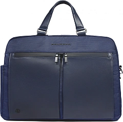 Деловая сумка Piquadro Orion CA6624S136/BLU с отделением для ноутбука 15.6" синяя ткань/натур.кожа