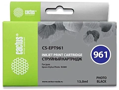 Картридж струйный Cactus CS-EPT961 T0961 фото черный (13мл) для Epson Stylus Photo R2880 с чипом