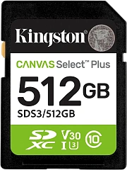 Флеш карта SDXC 512GB Kingston SDS3/512GB Canvas Select Plus V10 w/o adapter