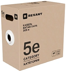 Кабель витая пара F/UTP, CAT 5e, PE, 4х2х0,52 мм, 24AWG, внешний, однопроволочный, черный, 305м