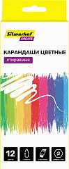 Карандаши цв. Silwerhof Create 3мм шестигран. пластик ассорти 12цв. коробка/европод. ластик