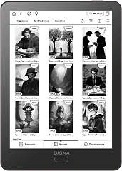 Электронная книга Digma A6 plus 6" E-Ink Carta 758x1024 Touch Screen 1.8Ghz 1Gb/32Gb/SD/microSDHC/подсветка дисплея темно-серый (в компл.:обложка)