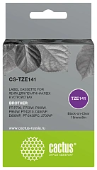 Картридж ленточный Cactus CS-TZE141 TZe-141 черный на прозрачном 18x8 для Brother PT-P700/P750W/P900W/P950W/PT-D210/D450VP/D600VP/PT-2430PC/2700VP без чипа