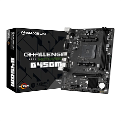 Материнская плата MAXSUN MS-Challenger B450M, AM4, B450, 2*DDR4, 4*SATA 3.0, M.2, USB 3.2, USB 2.0, 1*PCIE 16, 1*PCIE 1, HDMI+VGA, mATX