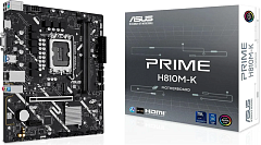 Материнская плата ASUS PRIME H810M-K, LGA1851, H810, 2*DDR5, 4*SATA, 1*M.2, 2*USB 3.2, 4*USB 2.0, 1*PCIx16, 1*PCIx1, HDMI+VGA, mATX; 90MB1N10-M0EAY0