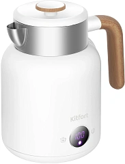 Чайник электрический Kitfort КТ-6724 1.5л. 2200Вт белый/дерево корпус: нерж.сталь/пластик