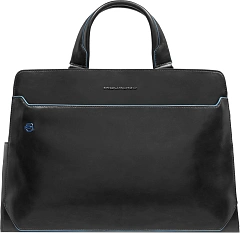 Деловая сумка Piquadro Blue Square CA6590B2/N с отделением для ноутбука 15.6" черная натур.кожа