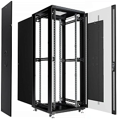 Шкаф серверный Cabeus (SH-05C-42U80/100-BK) напольный 42U 800x1000мм пер.дв.стекл металл 800кг черный 900мм 134.2кг 220град. 2055мм IP20 сталь