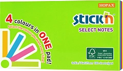 Блок самоклеящийся бумажный Stick`n Magic 21573 76x127мм 100лист. 70г/м2 неон 4цв.в упак.