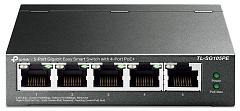  TP-Link Easy Smart гигабитный 5-портовый коммутатор с 4 портами PoE+, металлический корпус, настольная установка, бюджет PoE — 65 Вт