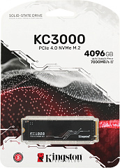 Твердотельный накопитель SSD Kingston KC3000 M.2 2280 SKC3000D/4096G 4096GB Client SSD PCIe 4.0 NVMe, 7000/7000, IOPS 1000/1000K, MTBF 1.8M, 3D TLC, 3200TBW, 0.71DWPD, with Heat Spreader (5 лет), RTL