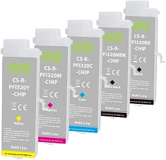 Картридж перезаправляемый струйный Cactus CS-R-PFI320SET-CHIP черный/черный матовый/голубой/желтый/пурпурный набор 5шт.упак. для Canon imagePROGRAF TM-200/200MFP/205/300/300MFP/305/250/255/350/355 с чипом