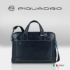 Деловая сумка Piquadro Blue Square CA3335B2/BLU2 с отделением для ноутбука 15" синяя натур.кожа