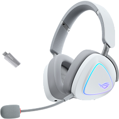 Гарнитура ASUS ROG DELTA II, 2.4GHz, Bluetooth,3.5mm, 315g, 20Hz~20kHz, RGB Lighting, Moonlight White