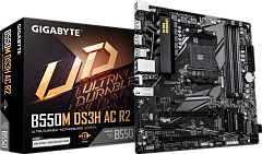 Материнская плата GIGABYTE B550M DS3H AC R2, AM4, B550, 4*DDR4, 4*SATA, 2*M.2, 4*USB 3.2, 2*USB 2.0, 2*PCIx16, 1*PCIx1, HDMI+DP, mATX