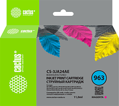 Картридж струйный Cactus CS-3JA24AE 963 пурп.пигм. (11мл) для HP OfficeJet 9010/9012/9013/9014/9015/9016/9019/9020/9025 с чипом