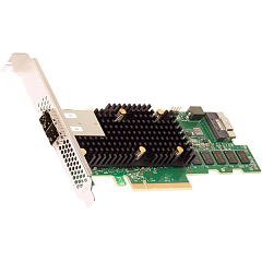 Контроллер Broadcom RAID Controller 9580-8I8E, PCIe 4.0 x8 LP, Tri-Mode SAS/SATA/NVMe, RAID 0,1,5,6,10,50,60, 16port (1*int SFF8654 + 2*ext SFF8644), 8GB Cache, SAS3916, RTL