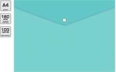 Конверт на кнопке Бюрократ Пастель -PKPAST/GRN A4 пластик 0.18мм мятный