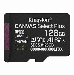 Карта памяти Kingston microSDXC 128GB Canvas Select Plus Memory Card SDCS3/128GBSP UHS-I U1 Class 10/V10/A1, w/o Adapter, 150Mb/s, RTL