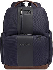 Рюкзак мужской Piquadro Brief2 CA4439BR2BM/BLUCU темно-синий/коричневый нейлон/натур.кожа