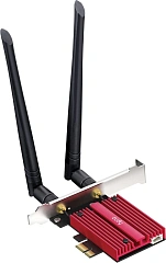 Адаптер беспроводной связи (Wi-Fi) CUDY BE9300 PCI Express Adapter Bluetooth 5.4 PCI Express Adapter with Heatsink, Intel BE200 module, Tri-band 2T2R, Magnetized antenna base, 2 high gain detachable antennas