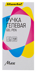 Ручка гелев. Silwerhof Max d=0.5мм черн. черн. кор.карт. сменный стержень линия 0.3мм резин. манжета