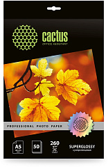 Фотобумага Cactus Prof CS-HGA526050 A5/260г/м2/50л./белый глянцевое для струйной печати