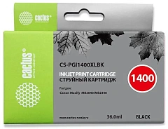 Картридж струйный Cactus CS-PGI1400XLBK PGI-1400 черный пигментный (36мл) для Canon MB2050/MB2350/MB2040/MB2340 с чипом