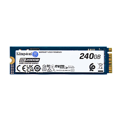Твердотельный накопитель Kingston Enterprise SSD 240GB DC2000B M.2 2280 NVMe Gen4x4 R4500/W400MB/s 3D TLC MTBF 2М 260 000/18 000 IOPS 175,2TBW (Data Center) 1 Year Warrаnty