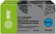 Картридж струйный Cactus CS-3JA30AE 963XL черный пигментный (58мл) для HP OfficeJet Pro 9010/9010e/9012/9014/9015/9016/9019 с чипом