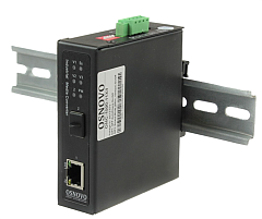 Медиаконвертер OSNOVO OMC-1000-11HX/I Промышленный компактный медиаконвертер Gigabit Ethernet с поддержкой PoE. Порты: 1 x GE (10/100/1000Base-T) с PoE (до 30W), 1 x GE SFP (100/1000Base-X). Вход для резервного пита