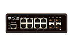 Промышленный коммутатор Gigabit Ethernet OSNOVO SW-70804/IL Промышленный управляемый (L2+) коммутатор Gigabit Ethernet на 8 GE Rj45 + 4 GE SFP порта. Порты: 8 x GE (10/100/1000Base-T) + 4 x GE SFP (1000Base-X). Уровень управления L2
