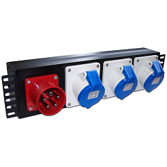  Блок розеток 19" трехфазный, 1х3 IEC309, 32A 380V