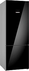 Full NoFrost, Serie 6, Габариты 193x70x80, Общий пол. объем: 559 л. (х:417, м:142), Черное стекло,Цифровой LCD дисплей,, Multi Airflow, AirFresh Filter, Боковое LED освещение и точечное для зон свежести, Полки EasyAccess