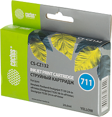 Картридж струйный Cactus CS-CZ132 №711 желтый (26мл) для HP DJ T120/T520