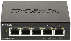 Коммутатор D-Link DGS-1100-05V2/A1A, L2 Smart Switch with 5 10/100/1000Base-T ports2K Mac address, 802.3x Flow Control,32 802.1Q VLAN, VID range 1-4094, Jumbo  9216 bytes, IGMP Snooping, Loopback Detection, Cab