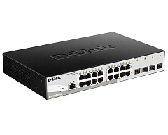 Коммутатор D-Link DGS-1210-20/ME/B1A, L2 Managed Switch with 16 10/100/1000Base-T ports and 4 1000Base-X SFP ports.16K Mac address, 802.3x Flow Control, 4K of 802.1Q VLAN, 802.1p Priority Queues, Traffic Segme