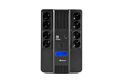 Источник бесперебойного питания (8933) SKAT-UPS 800-AID-IN-1x9-8 ИБП 220В 480Вт, LCD, АКБ 1x 9Ач, line interactive, мод.синус, 8хSchuko,2xUS